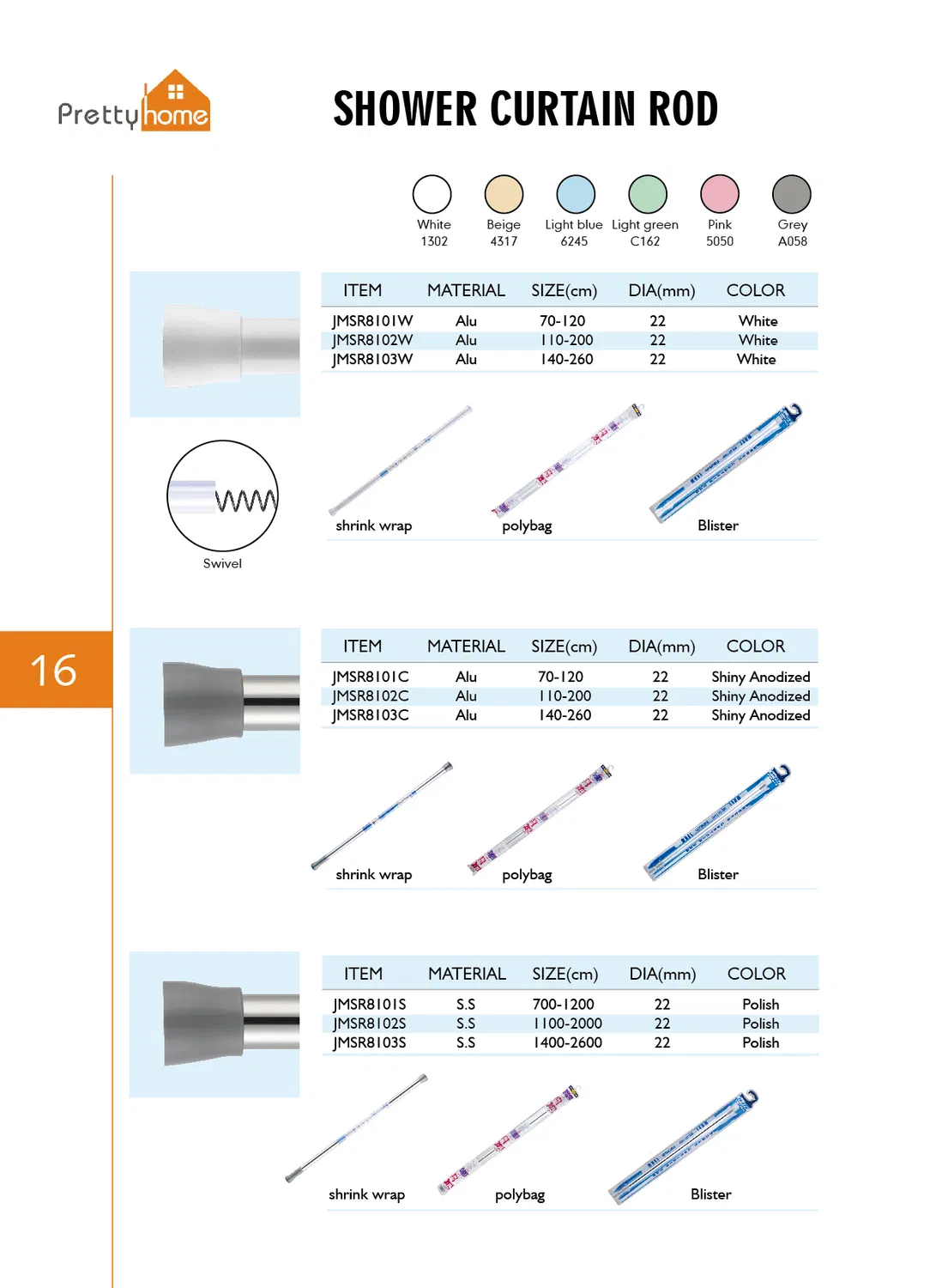 Tringle à rideau de douche à la mode d'approvisionnement