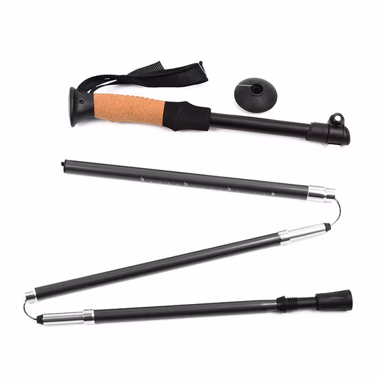 Bâton de randonnée en alliage d'aluminium pliable ultraléger réglable en alliage d'aluminium Trekking Pole Twist Lock Alpenstock