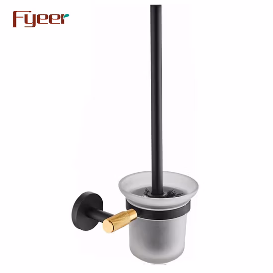 Fyeer Porte-serviettes Porte-Mouchoirs Crochet à Peignoir Noir et Or Ensemble d'Accessoires de Salle de Bain